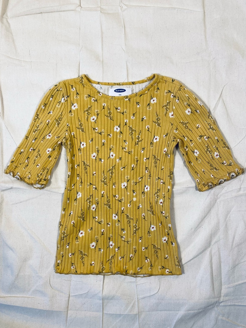 Girls Old Navy Yellow Floral 3/4 sleeve top